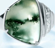 925 Silver Moss Agate Rings