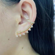 Waterdrop Crystal Zircon Tassel Stud Earrings