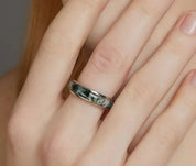 925 Silver Moss Agate Rings Stone