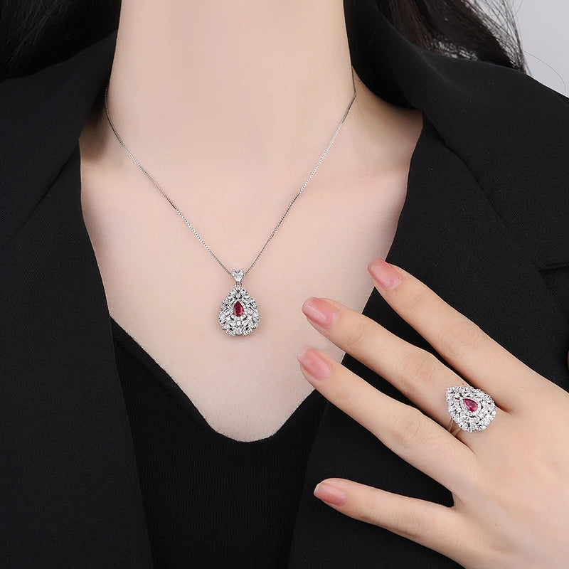 Water Drop Cubic Zirconia Necklace Set