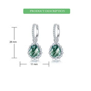 925 Silver 8*10mm Natural Moss Agate Earrings