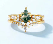 925 Silver Natural Moss Agate Rings