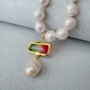 12mm White Nuclear Pearl Necklace White Baroque Pearl