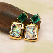 Natural Abalone Shell Green Stud Earrings