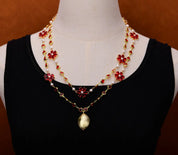Natural  Baroque Pearl Pendant Crystel Flower Necklace