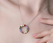 925 Silver Malticolour Gemstone Pendant Necklace