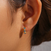 925 Silver Heart Zircon Hoop Earrings
