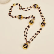 Natural Purple Murano Glass,Red Garnet Rosary Necklace