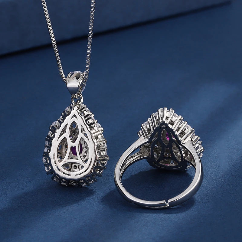 Water Drop Cubic Zirconia Necklace Set