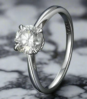1.0CT Round Moissanite 18K Gold Plated Silver Ring