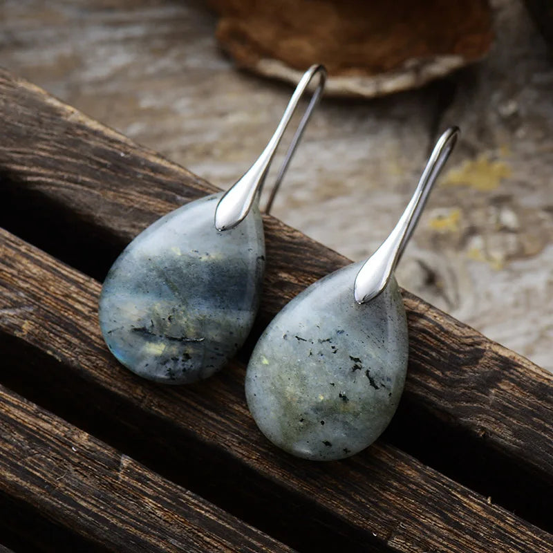 Silver Plated Labradorite Drop Earrings
