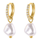 Synthetic Pearl Dangle Earrings 925 Sterling Silver