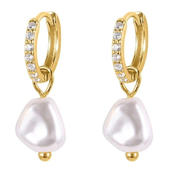 Synthetic Pearl Dangle Earrings 925 Sterling Silver