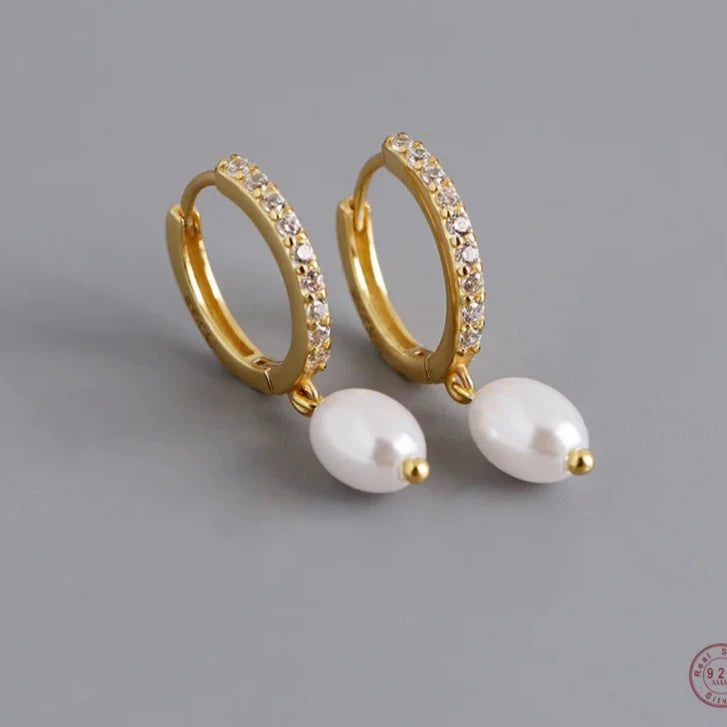 Synthetic Pearl Pendant Drop Earrings