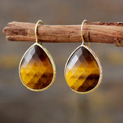 Tiger Eye Teardrop Dangle Earrings