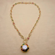White Coin Pearl & Multi-Color Jade Choker