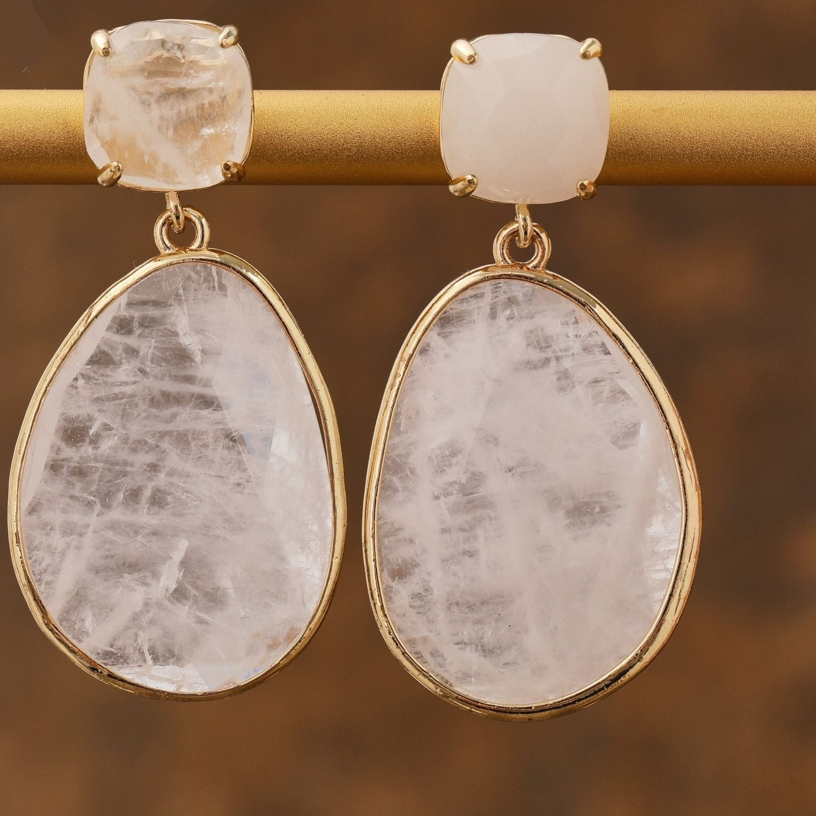 Natural Gemstone Dangle Earrings