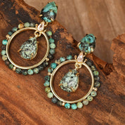Handmade Round Gemstone Dangle Earrings
