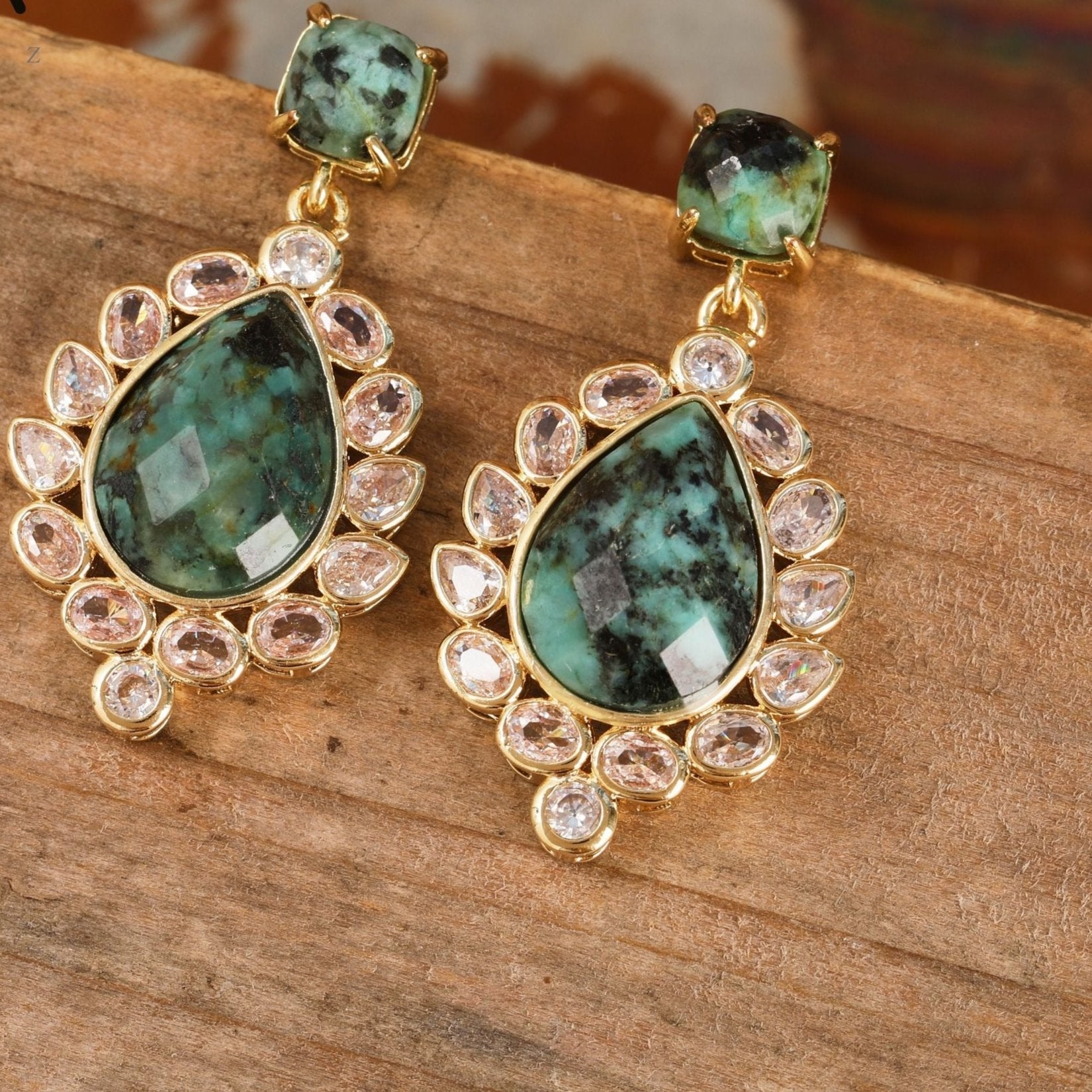 Natural Gemstone Dangle Earrings