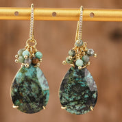 Natural Gemstone Chandelier Hook Earrings