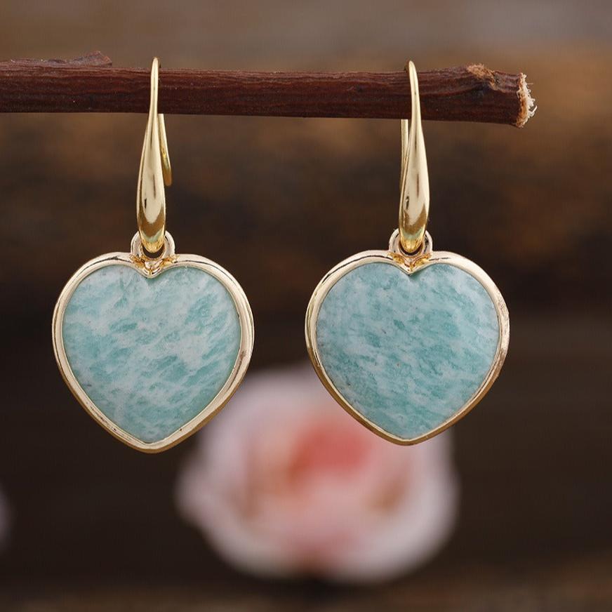 Natural Gemstone Heart Shaped Earrings