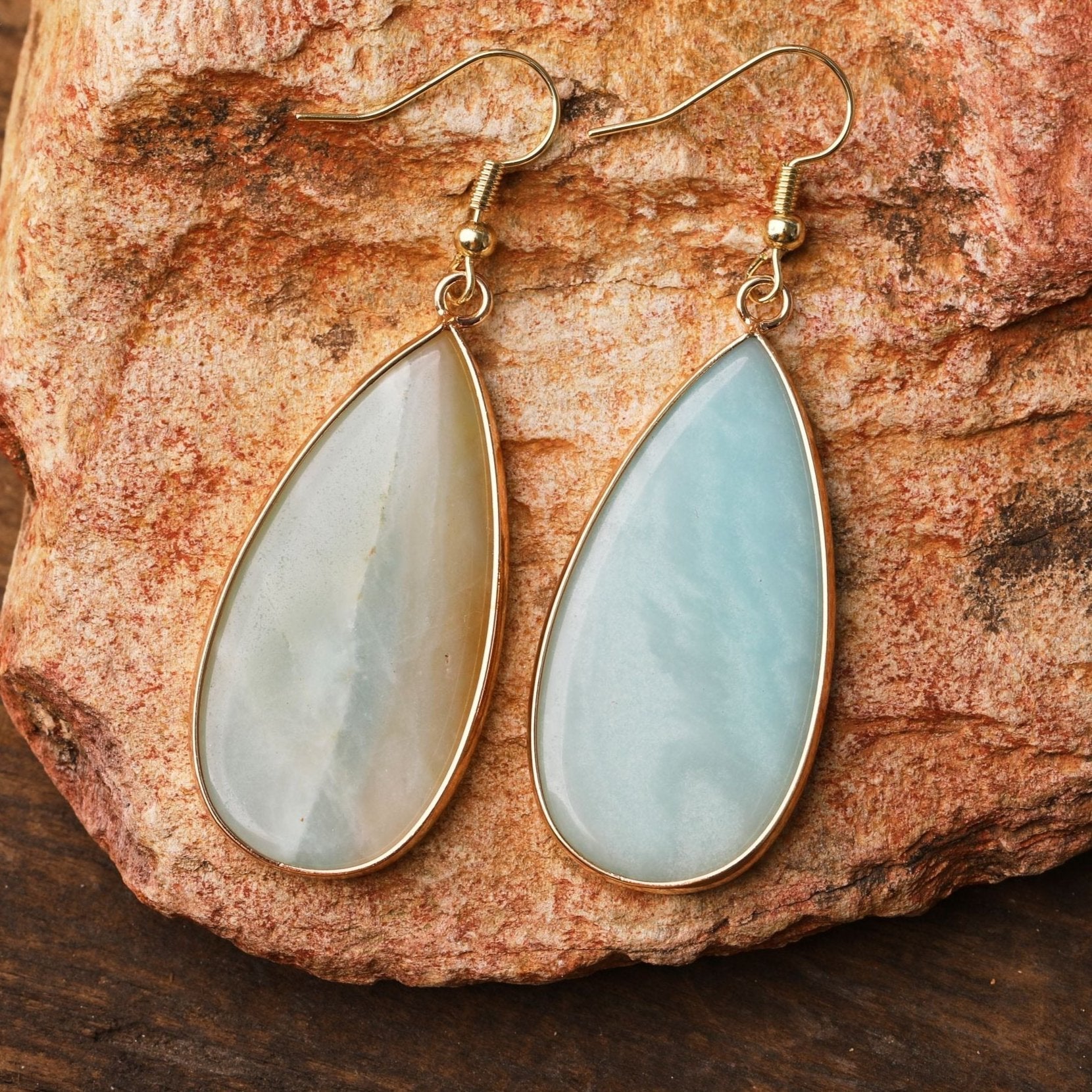 Natural Gemstone Teardrop Earrings