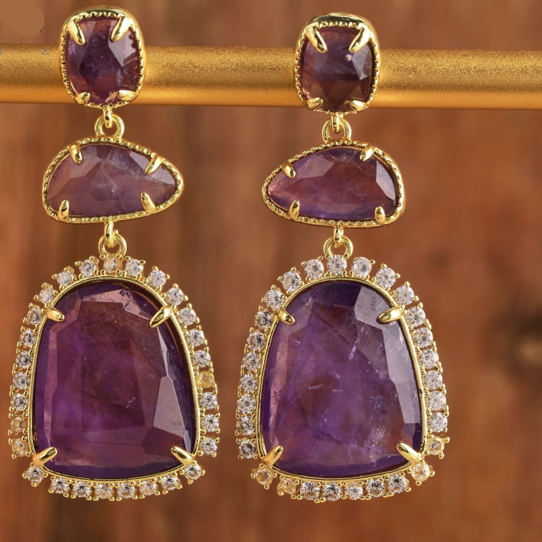 Natural Gemstone Dangle Earrings