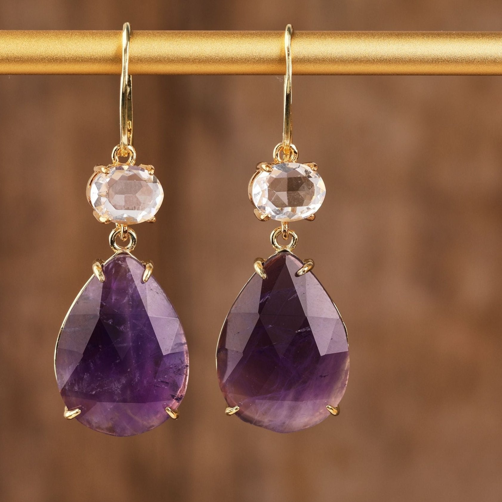 Natural Gemstone Chandelier Hook Earrings