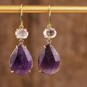 Natural Gemstone Chandelier Hook Earrings