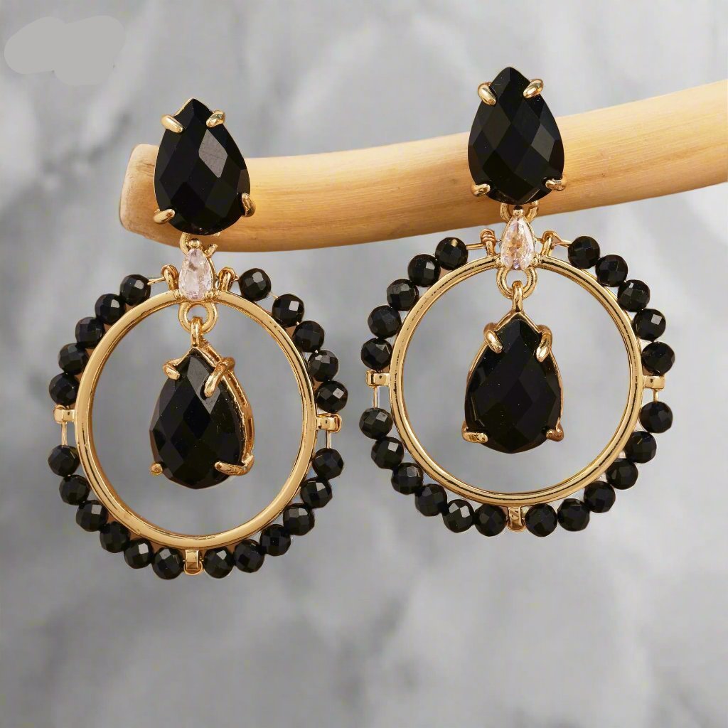 Handmade Round Gemstone Dangle Earrings