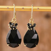 Natural Gemstone Chandelier Hook Earrings