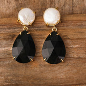 Natural Gemstone Teardrop Earrings