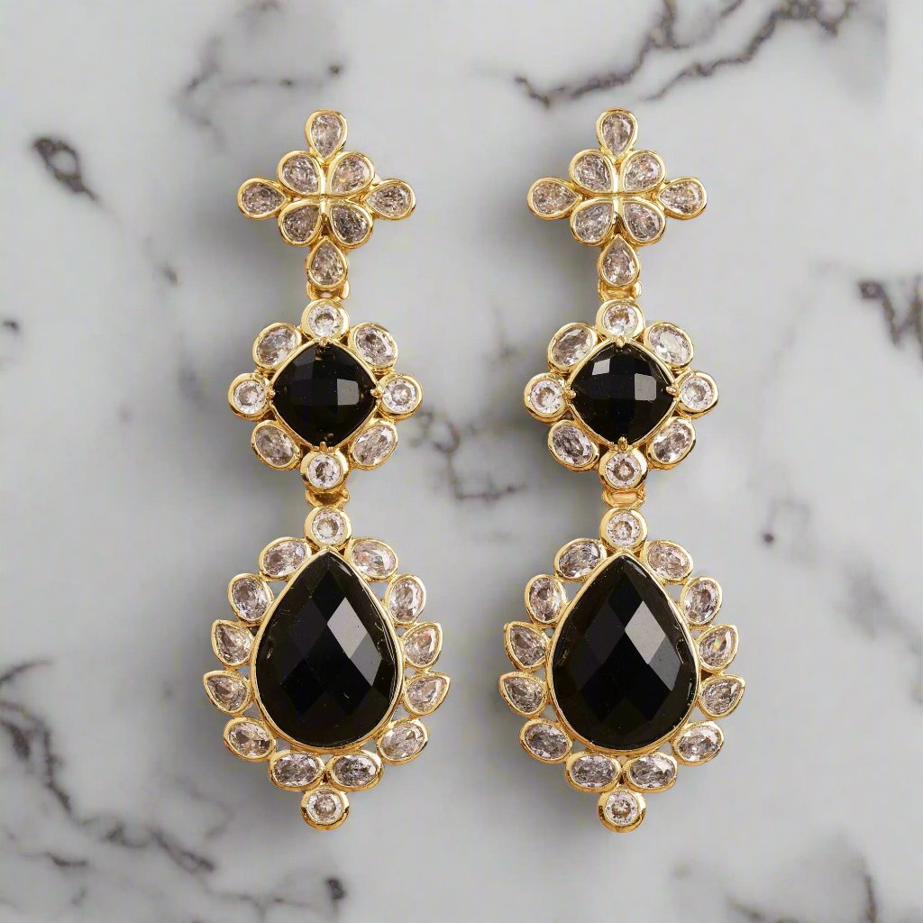 American Diamond & Gemstone Dangle Earrings