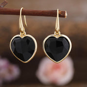 Natural Gemstone Heart Shaped Earrings