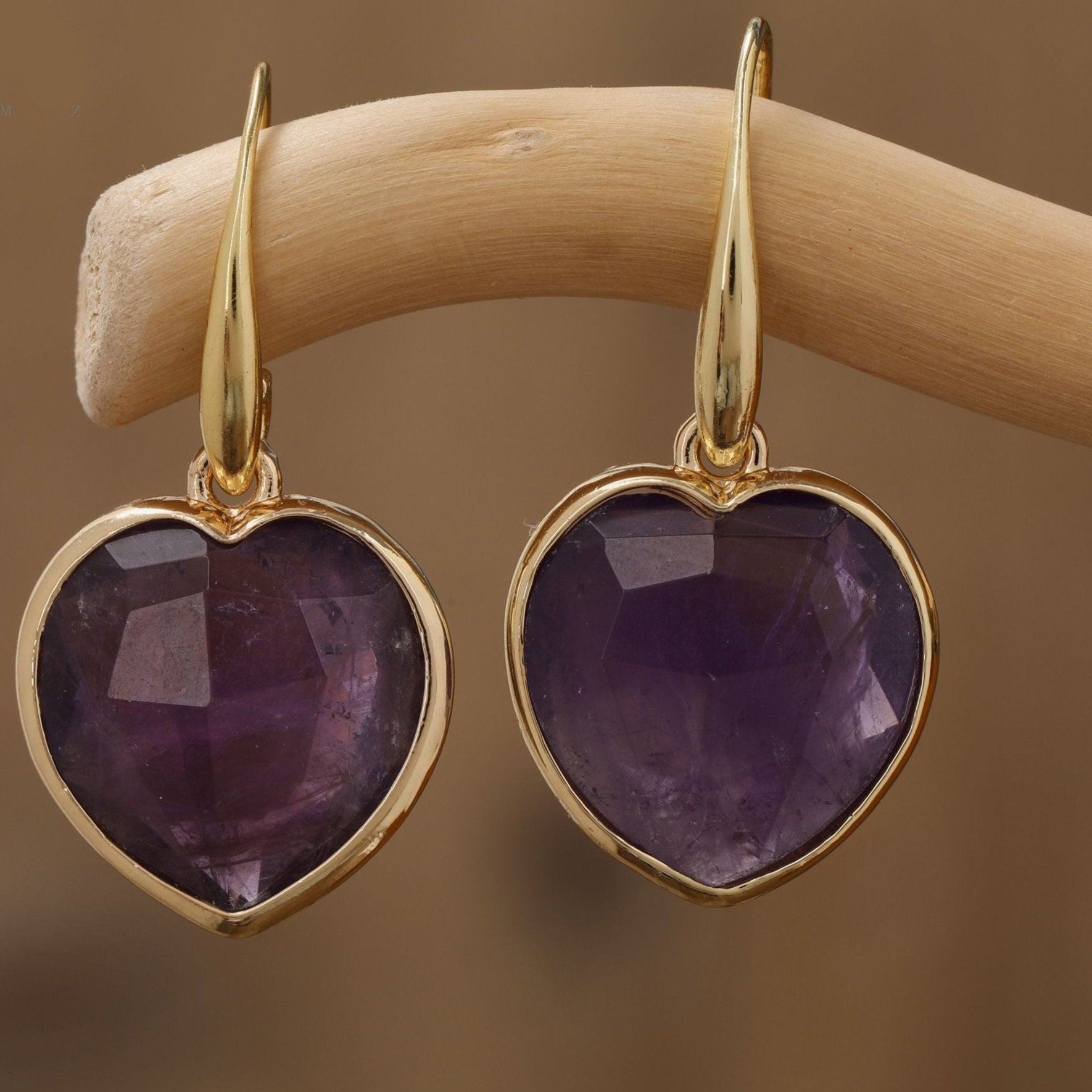 Natural Gemstone Heart Shaped Earrings