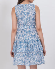 Floral Print Tiered Mini Dress in A-line style for women