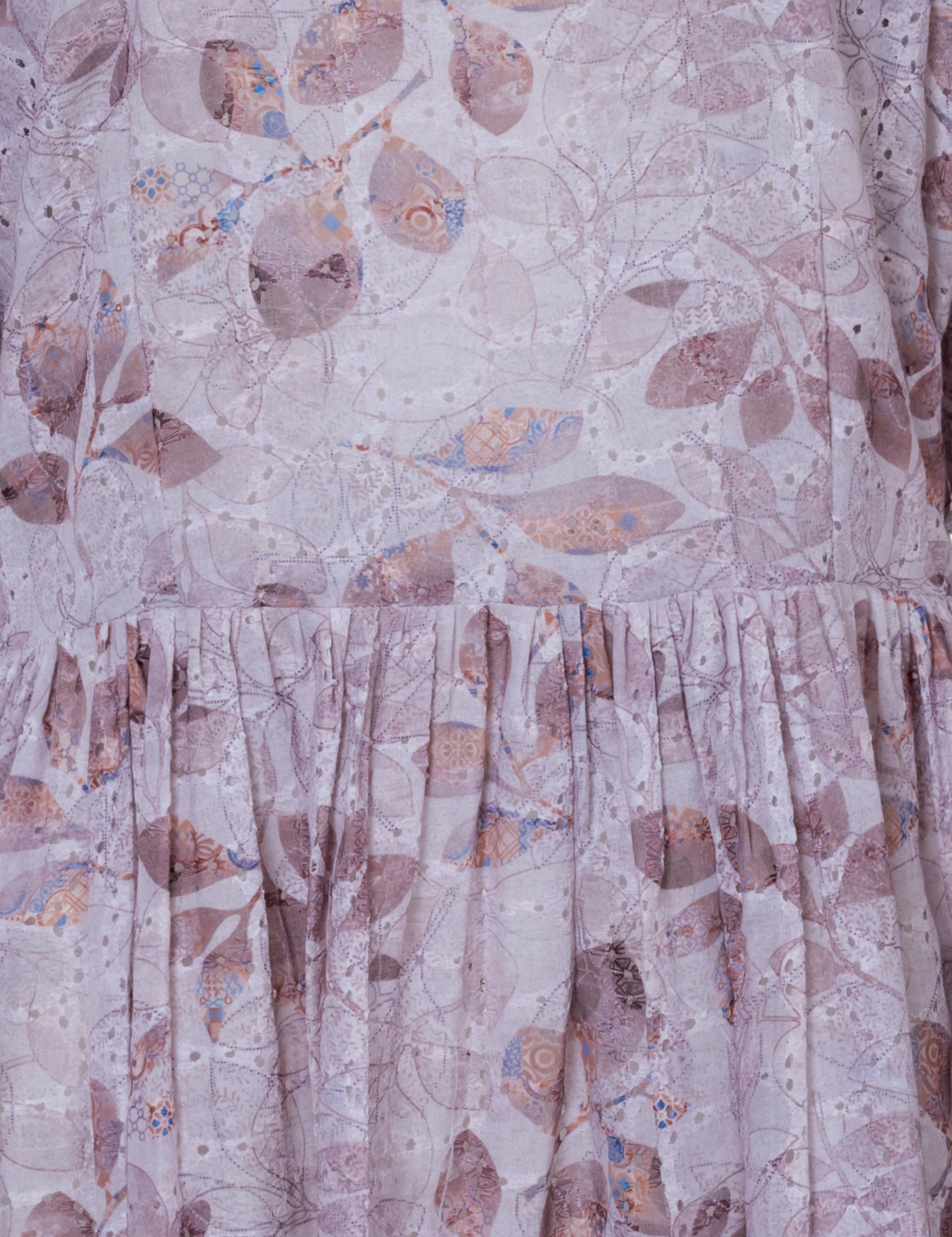  Front view of the floral puff sleeve tiered mini dress featuring an off-shoulder neckline.