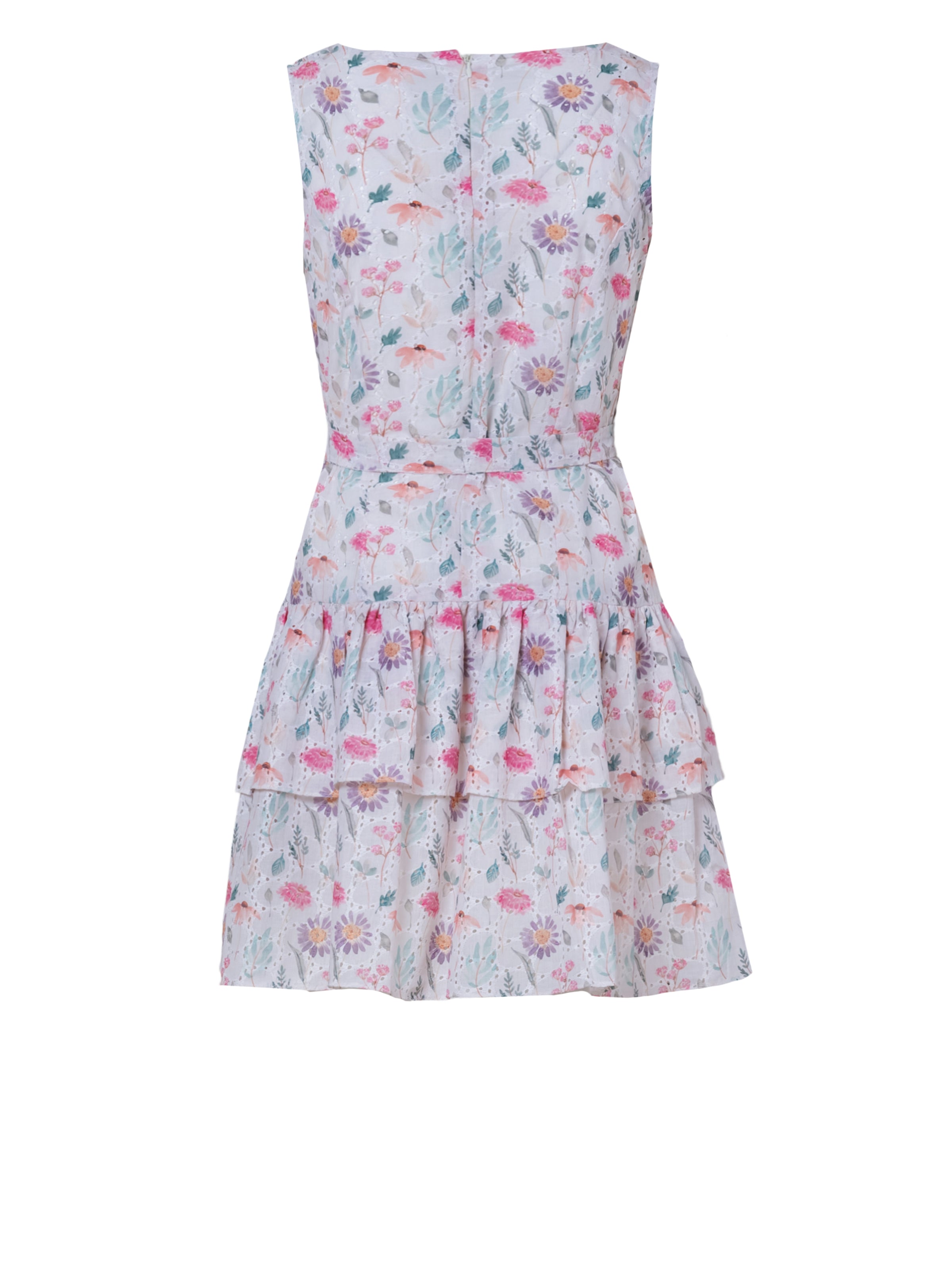 Floral print dress featuring a belted waist for a flattering fit.
