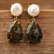 Natural Gemstone Teardrop Earrings