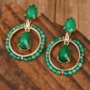 Handmade Round Gemstone Dangle Earrings