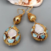 Fresh water pearl, blue laminar necklace