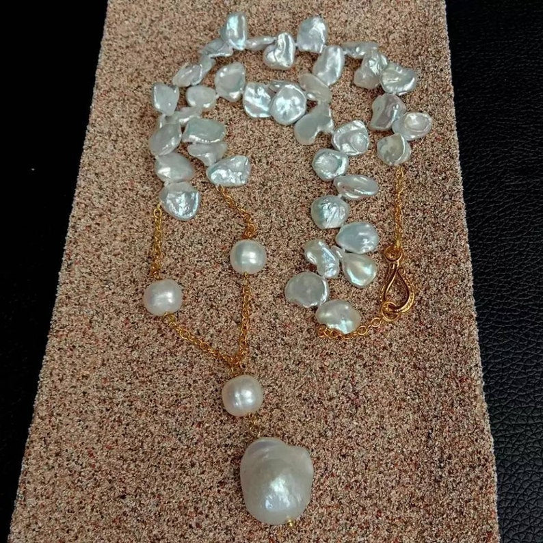 White Keshi pearl necklace