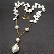 White Keshi pearl necklace