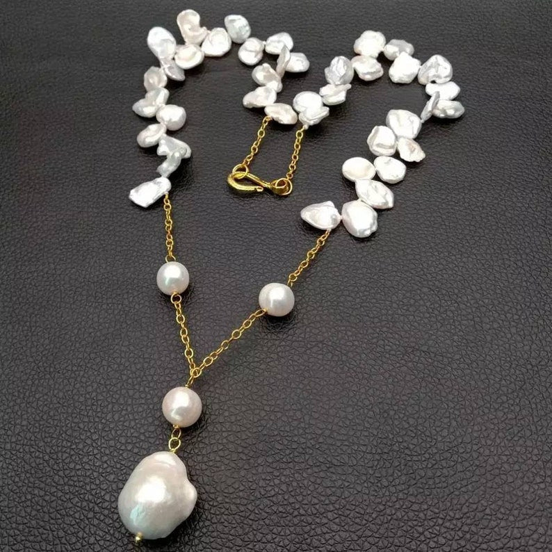 White Keshi pearl necklace