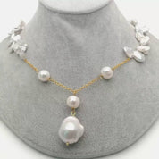 White Keshi pearl necklace
