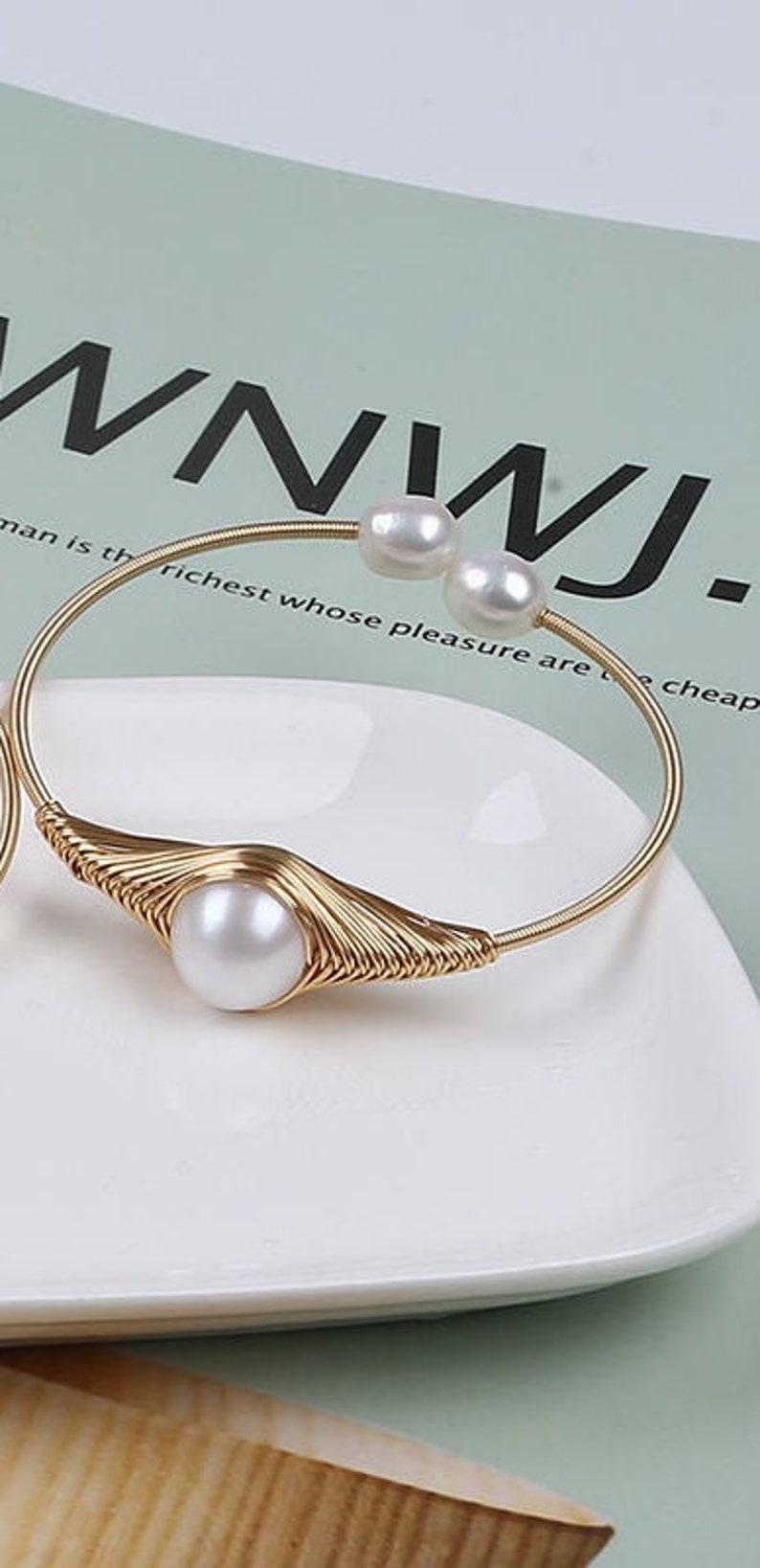 Natural Fresh Water Pearl Cuff Bracelet