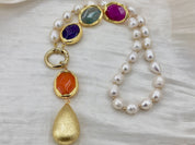 Handmade fresh water pearl gemstone necklace
