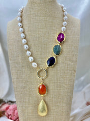 Handmade fresh water pearl gemstone necklace