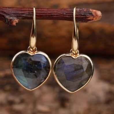 Natural Gemstone Heart Shaped Earrings
