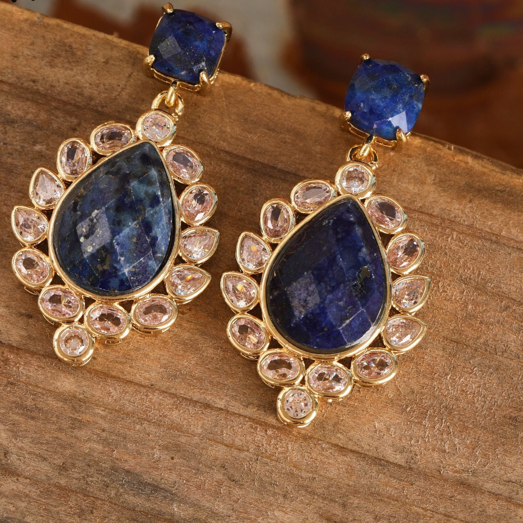 Natural Gemstone Dangle Earrings